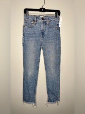 Madewell The Perfect Vintage Crop Jean Women's Size 24 Zipper Raw Hem Denim